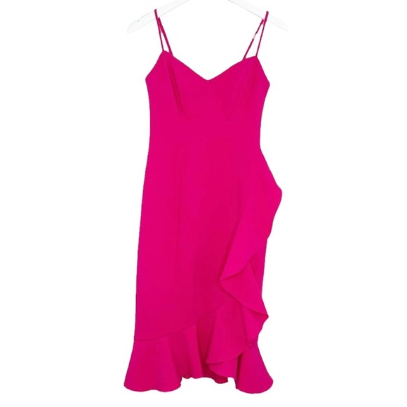 Likely Laverna Ruffled Sleeveless Midi Cocktail Dress in Fuchsia Pink Sz 14 NWT - Picture 3 of 11